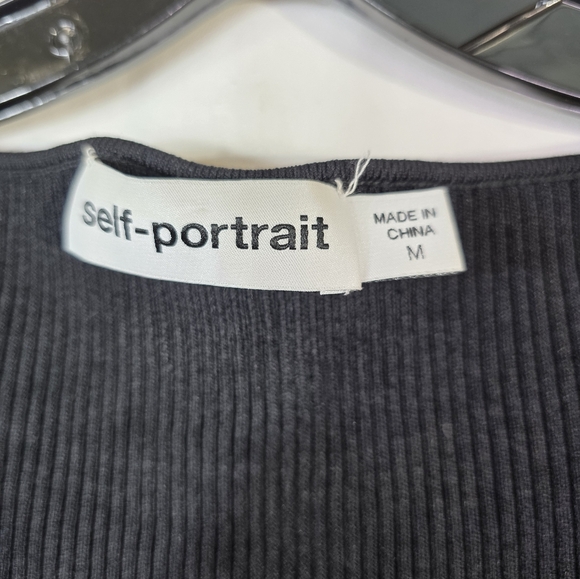 SELF-PORTRAIT Sweetheart-Neck Ribbed-Knit bodycon  Midi Dress - Picture 13 of 16